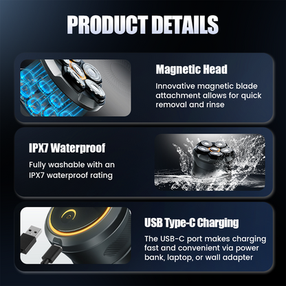 6D Waterproof Head Shaver Kit for Bald Men