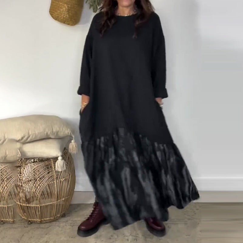 Long Sleeve Casual Loose Pullover Maxi Dress | T-Shirt Comfort, Maxi Elegance