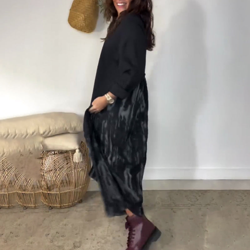 Long Sleeve Casual Loose Pullover Maxi Dress | T-Shirt Comfort, Maxi Elegance