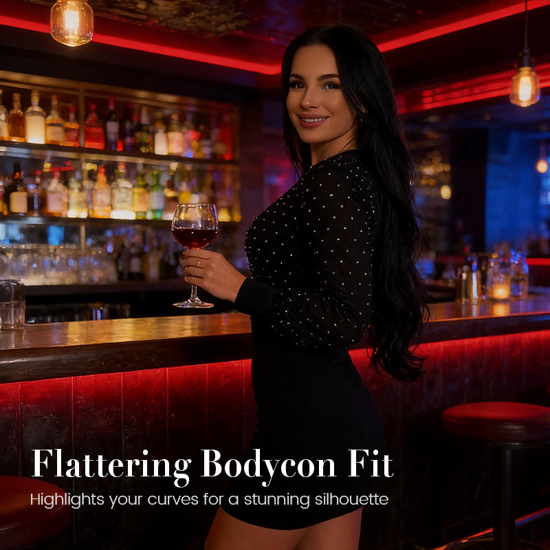 Women’s V-Neck Polka Dot Bodycon Mini Dress