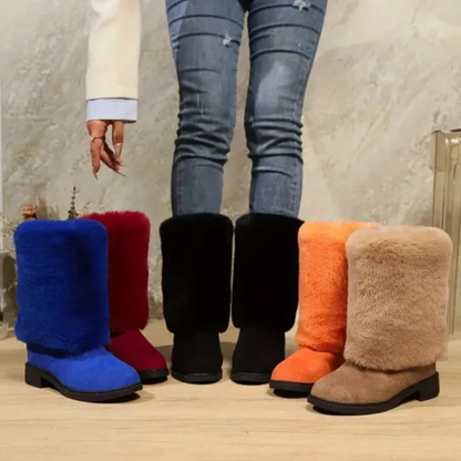 Women’s Fashion Mid-Calf Boots with Plush Cuff