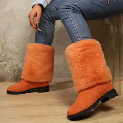 Women’s Fashion Mid-Calf Boots with Plush Cuff