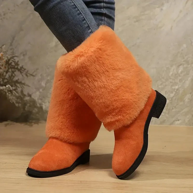 Women’s Fashion Mid-Calf Boots with Plush Cuff