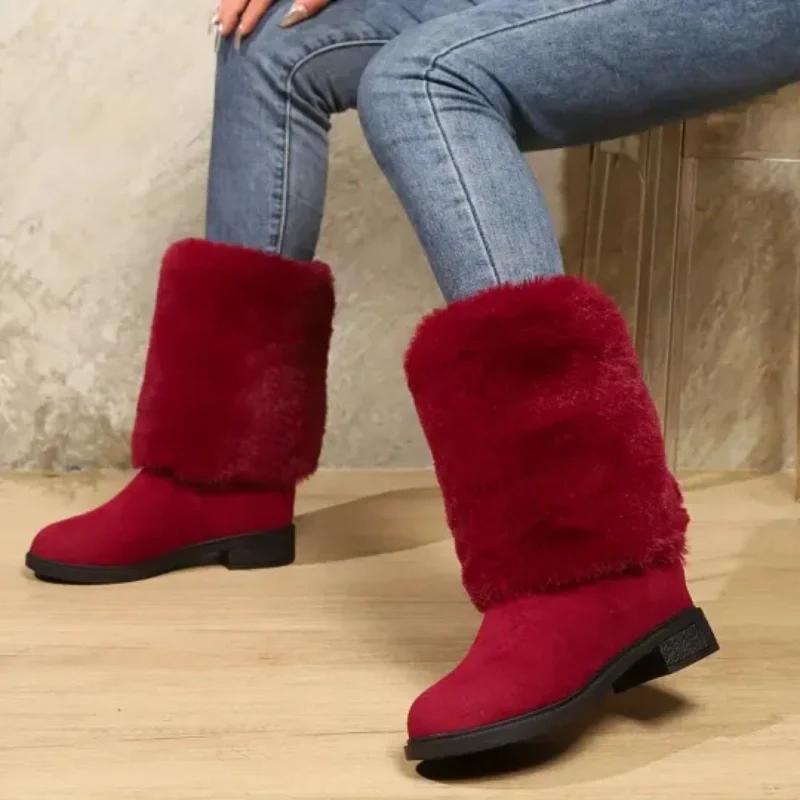 Women’s Fashion Mid-Calf Boots with Plush Cuff