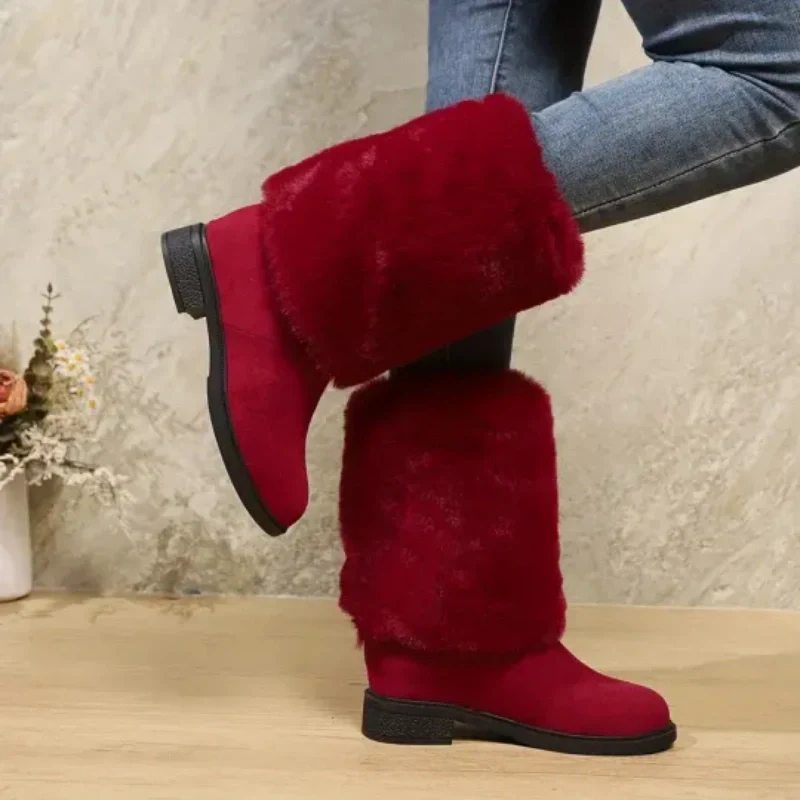 Women’s Fashion Mid-Calf Boots with Plush Cuff