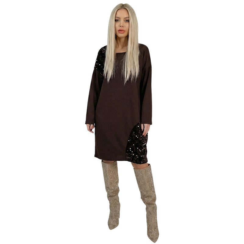 Women’s Stylish Long Sleeve Dress With Sequins