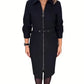 Women's Long Sleeve Full Zip-Front Bodycon Dress