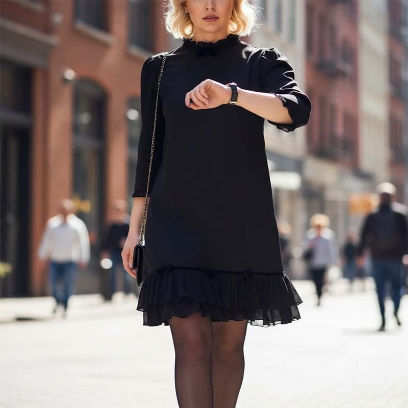 Women's Elegant Ruffle Trim Dress