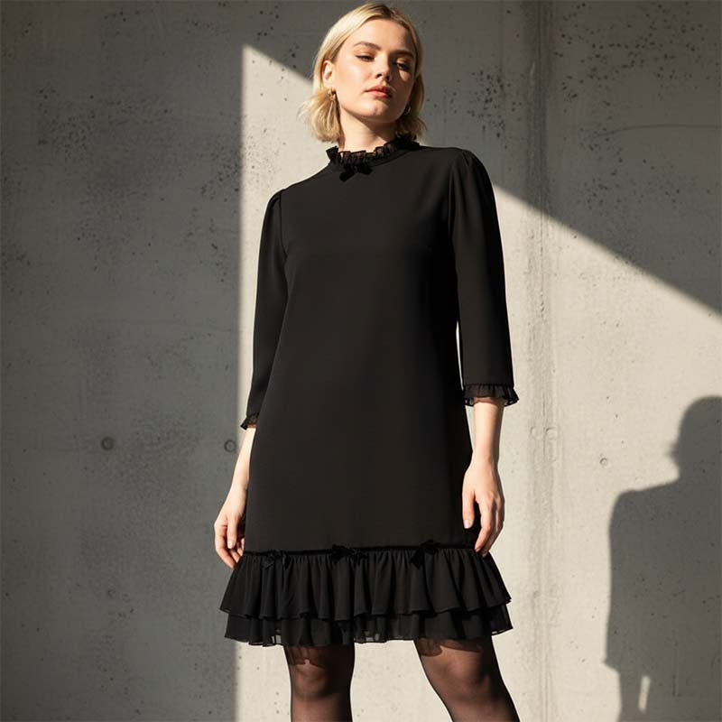 Women's Elegant Ruffle Trim Dress