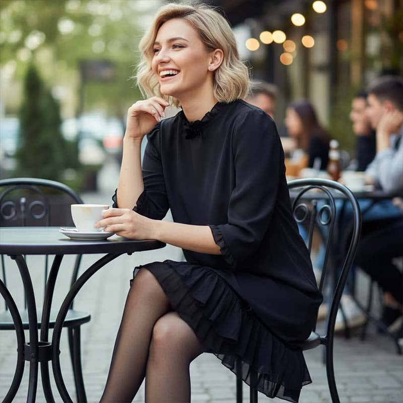 Women's Elegant Ruffle Trim Dress