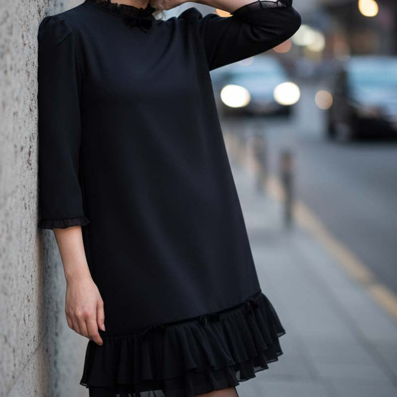 Women's Elegant Ruffle Trim Dress