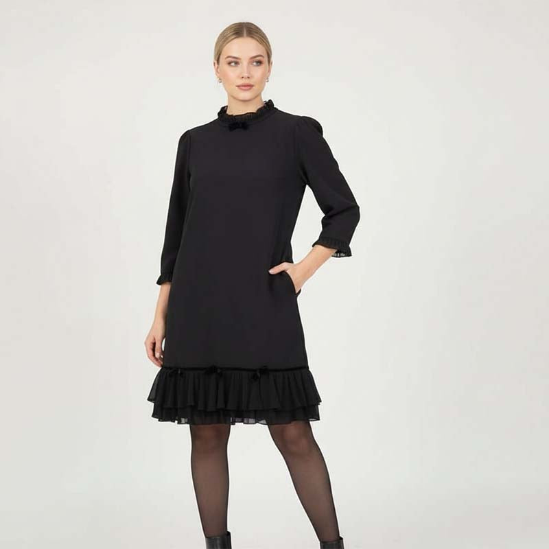 Women's Elegant Ruffle Trim Dress