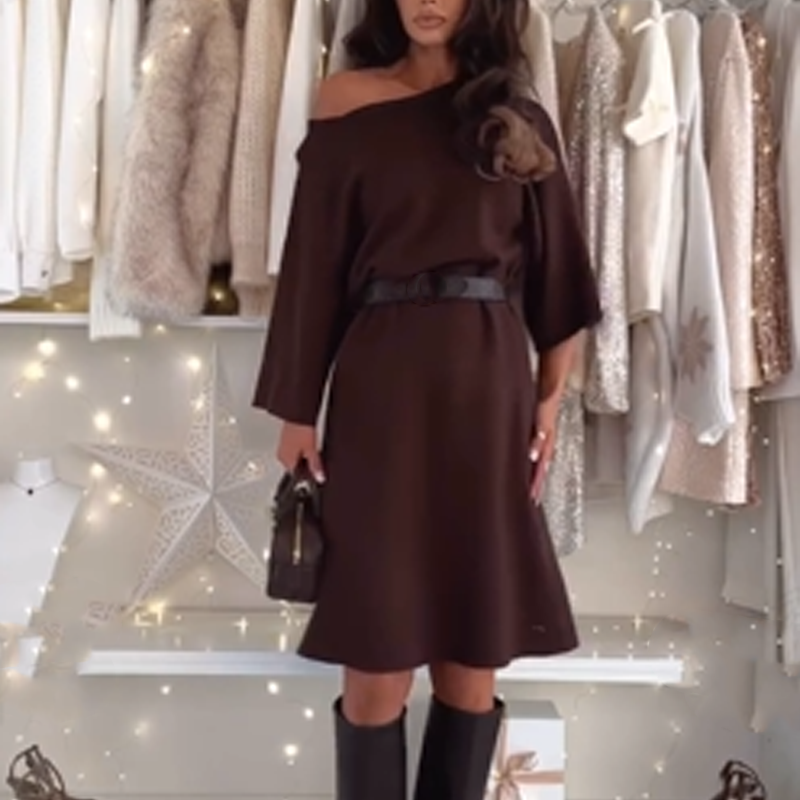 Women's Crewneck Loose-Fit Knit Midi Dress