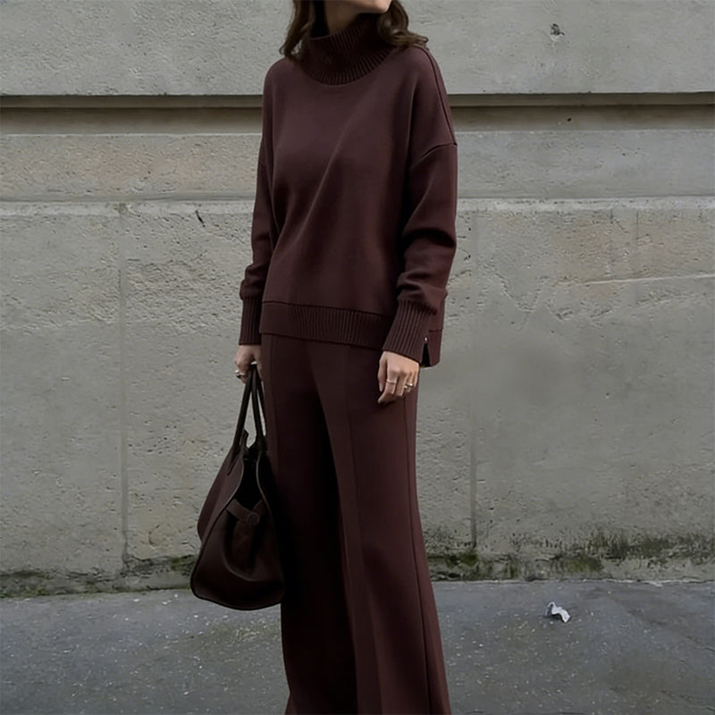 High-Neck Side-Zip Sweatshirt & Pants Set