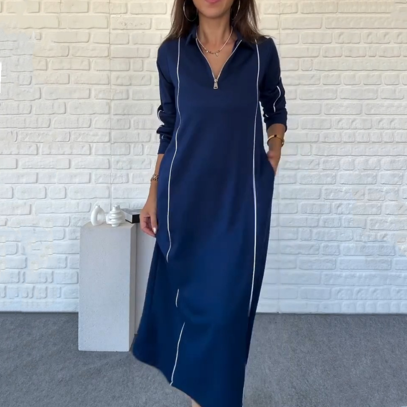 Women's Casual Half-Zip Pullover Maxi Dress