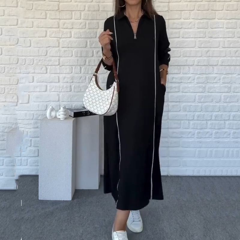 Women's Casual Half-Zip Pullover Maxi Dress