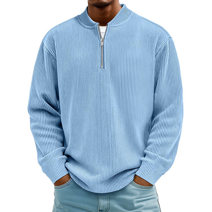 Men's Quarter-Zip Ribbed Long Sleeve Pullover🚛Free Shipping On Orders Of Two Or More