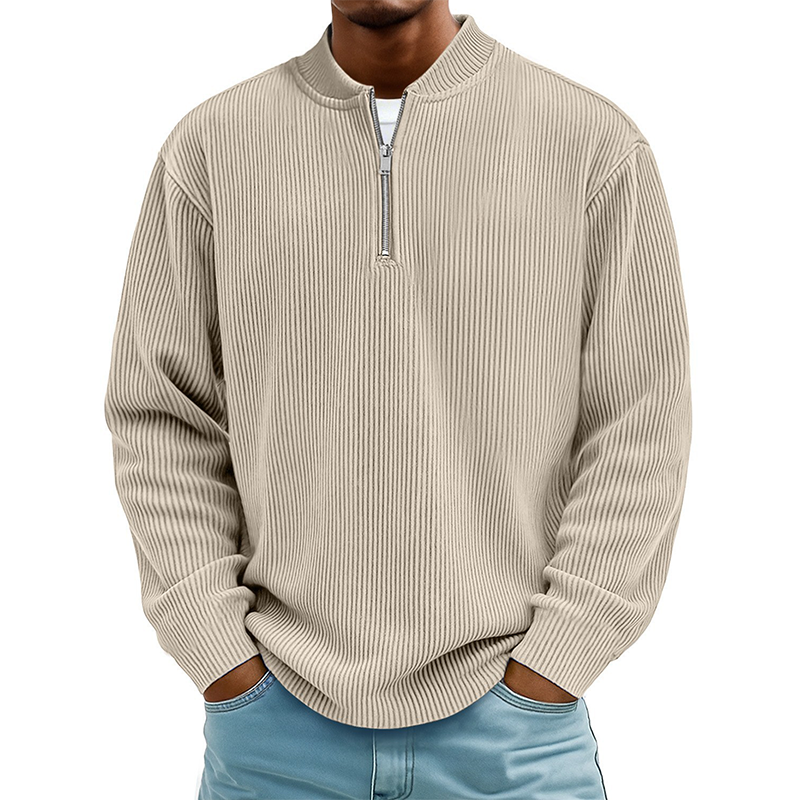 Men's Quarter-Zip Ribbed Long Sleeve Pullover🚛Free Shipping On Orders Of Two Or More