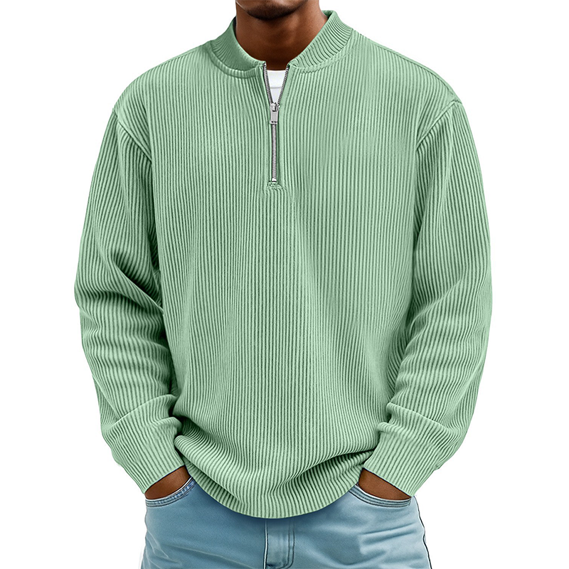 Men's Quarter-Zip Ribbed Long Sleeve Pullover🚛Free Shipping On Orders Of Two Or More