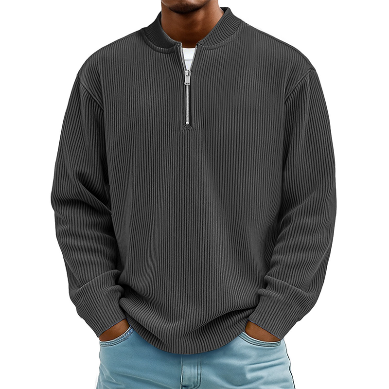 Men's Quarter-Zip Ribbed Long Sleeve Pullover🚛Free Shipping On Orders Of Two Or More