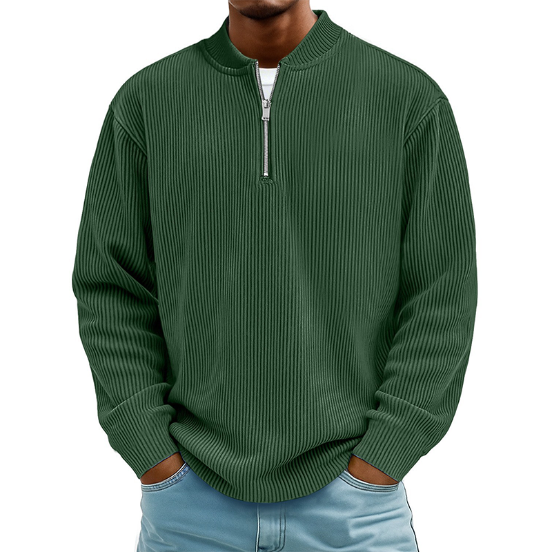Men's Quarter-Zip Ribbed Long Sleeve Pullover🚛Free Shipping On Orders Of Two Or More