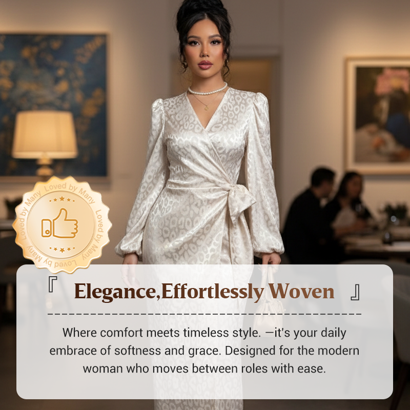 Women's Elegant Leopard Print Tie-Waist Dress