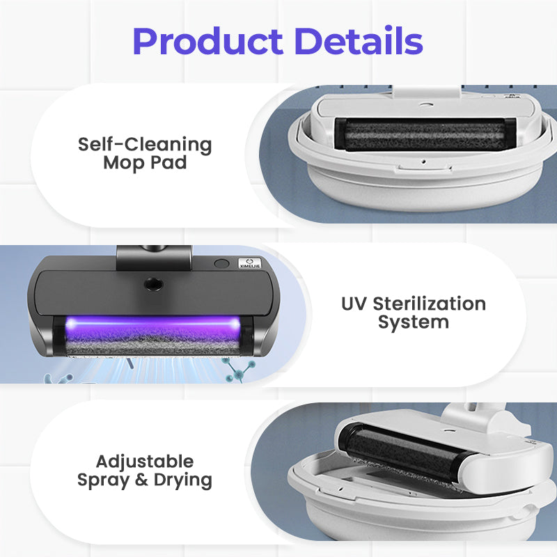 Wet and dry vacuum cleaner Self-cleaning Cordless Floor cleaner Lightweight mop for hard floors Pet hair Food scraps All-around cleaning without outlet