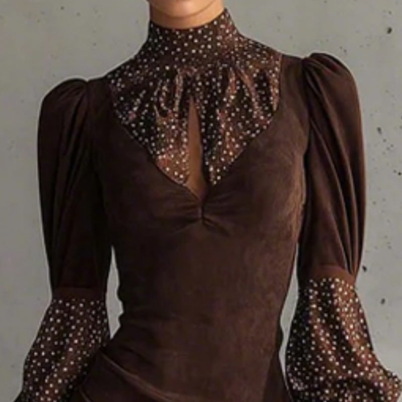 Elegant Polka Dot Patchwork Bodycon Mini Dress