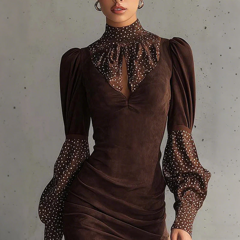 Elegant Polka Dot Patchwork Bodycon Mini Dress