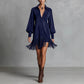Women's Long Sleeve V-Neck Fringed Faux Suede Dress