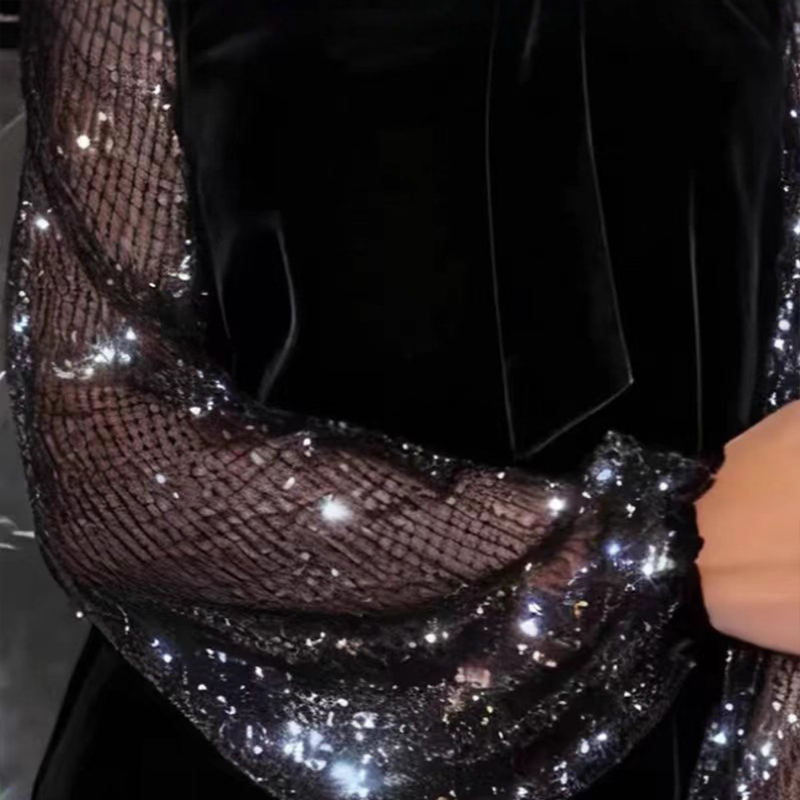 Women's Sequin Bow Tie Neck Dress