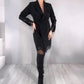 Lace Trim Double-Breasted Blazer Dress