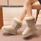 Women's Platform Snow Boots with Bow Detail