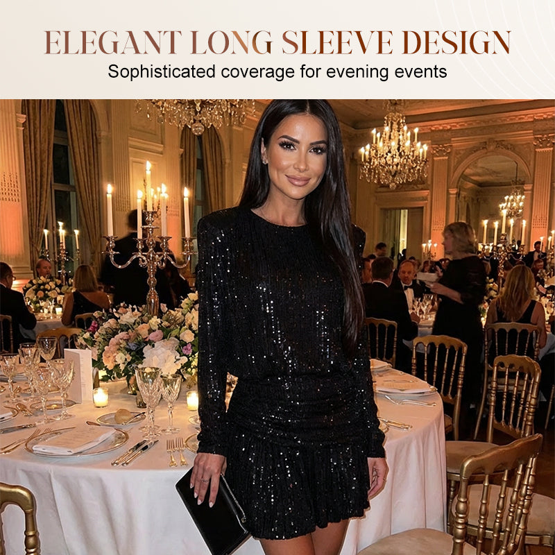 Women's Sparkly Long Sleeve Mini Dress