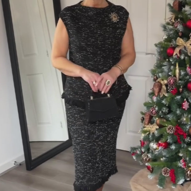 Women's Elegant Sleeveless Blouse & Skirt 2-Piece Set