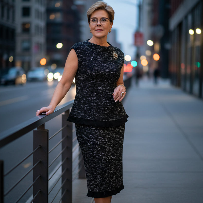 Women's Elegant Sleeveless Blouse & Skirt 2-Piece Set