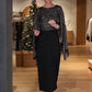 Women’s Elegant Sequin Cape Sleeve Dress
