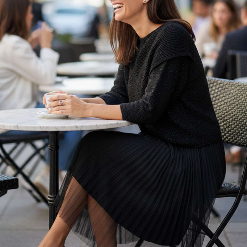 Women’s Sparkle Top & Vest Midi Skirt Set