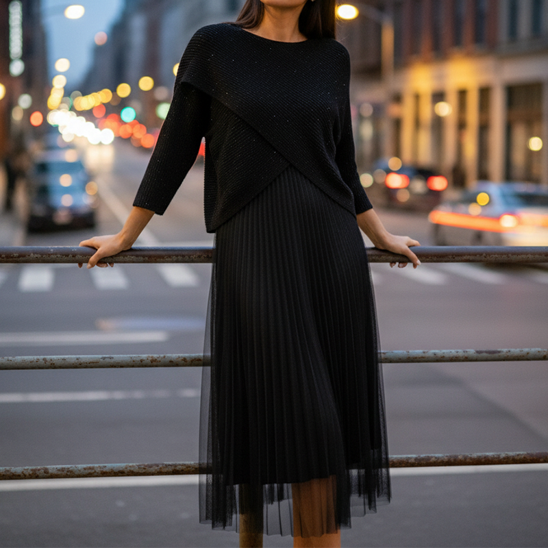 Women’s Sparkle Top & Vest Midi Skirt Set