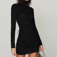 Women's Turtleneck Ruched Bodycon Dress
