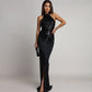 Women’s Stunning Sequin Halter Slit Maxi Dress