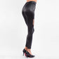 Women's High Waisted Lace Spliced Faux Leather Pants