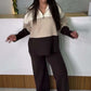 Women's Half-Zip Color-Block 2-Piece Set