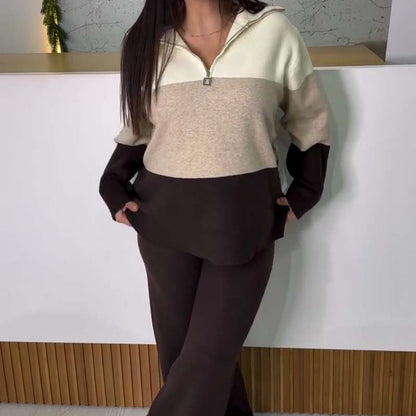 Women's Half-Zip Color-Block 2-Piece Set