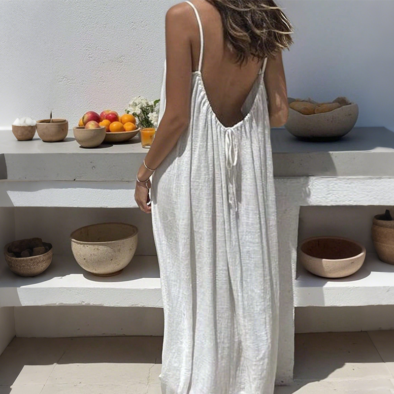 💕20K+ SOLD!⚡Women's Solid Color Backless Cami Dress🌊