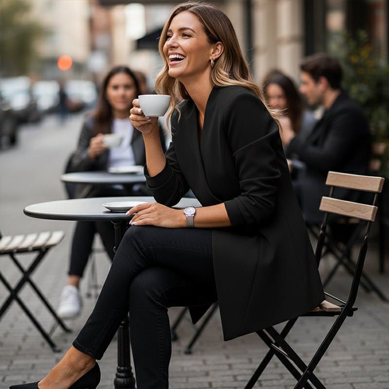 Chic Asymmetrical V-Neck Blazer for Women