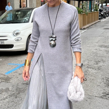 Women’s Elegant Knit Midi Dress with Side Slit