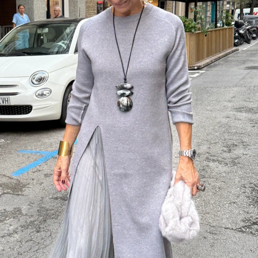 Women’s Elegant Knit Midi Dress with Side Slit