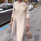 Women’s Elegant Knit Midi Dress with Side Slit