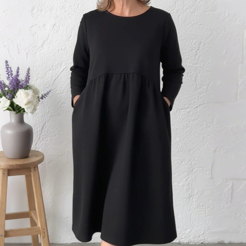 👗Women's Loose Fit Round Neck Midi Dress with Pockets-Effortless Comfort & Everyday Elegance✨